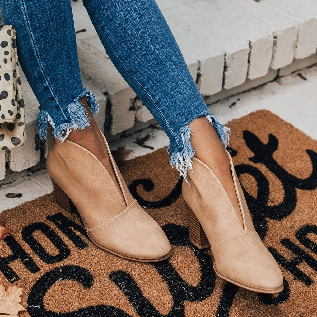 Sophie - Women's Almond Toe Ankle Boots with V-Cut Design and Block Heel
