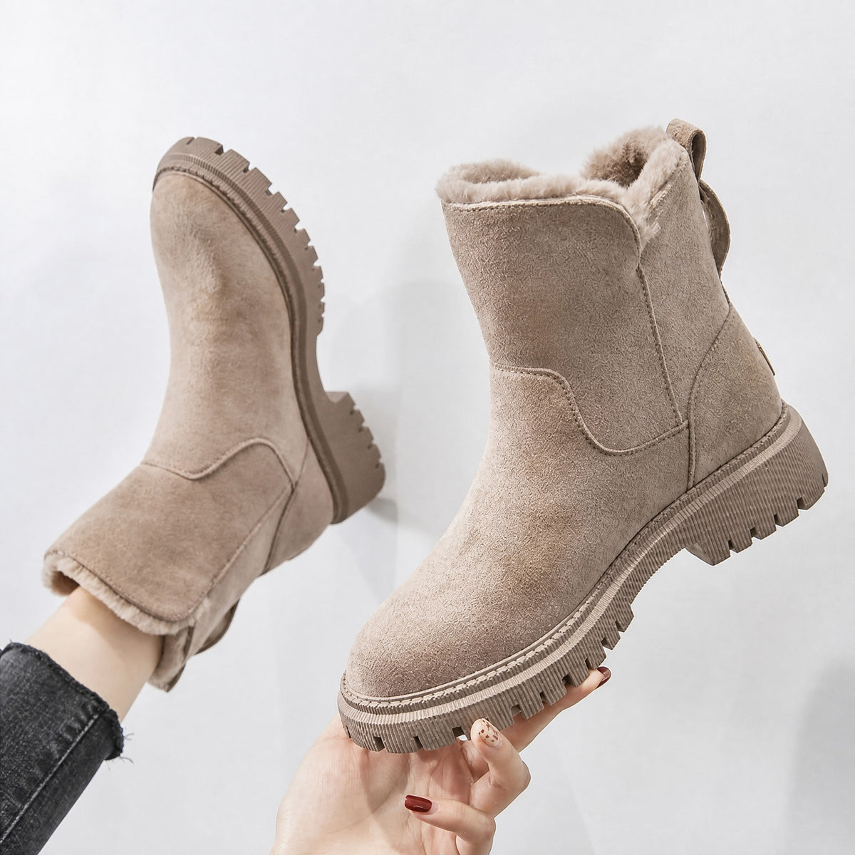 Sophie - Women's Winter Platform Ankle Boots with Zipper Closure