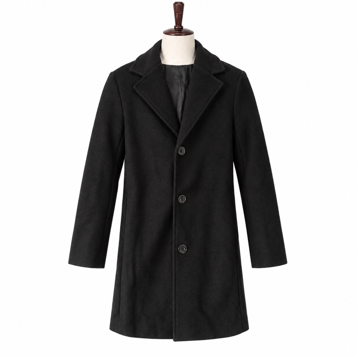 William – Men’s Classic Tailored Longline Coat with Notch Lapel and Button Front