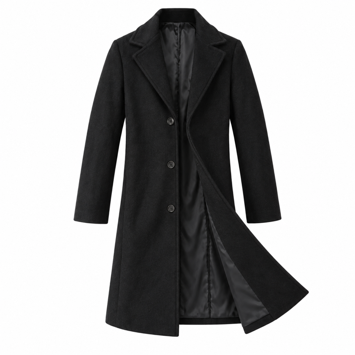 William – Men’s Classic Tailored Longline Coat with Notch Lapel and Button Front