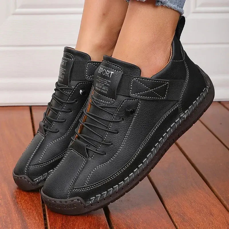 Elisse - Women's Lace-Up Ankle Sneakers with Stitched Trim