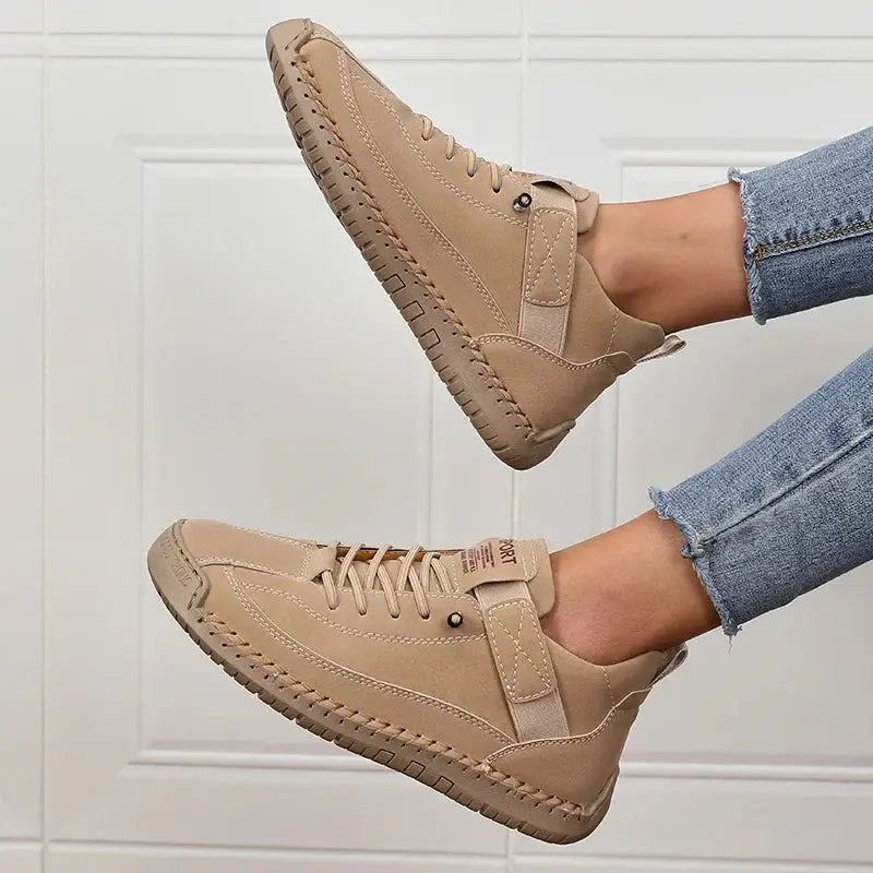 Elisse - Women's Lace-Up Ankle Sneakers with Stitched Trim