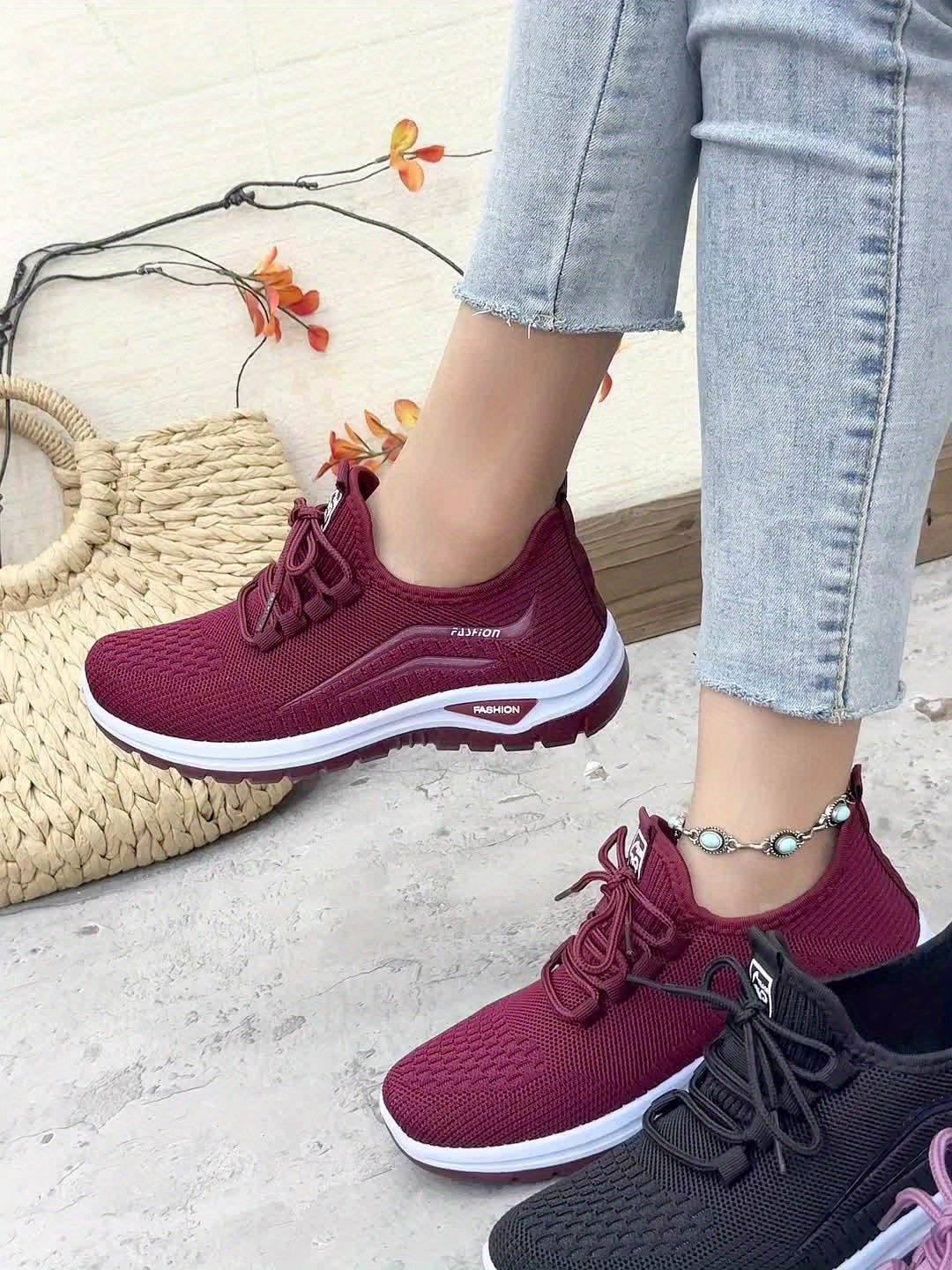 Alice - Women's Orthopedic Lace-Up Sneakers with Cushioned Sole - Sneakers - Red - Parker&Brooks
