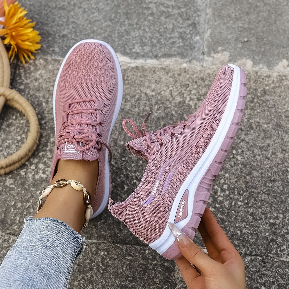 Alice - Women's Orthopedic Lace-Up Sneakers with Cushioned Sole - Sneakers - White - Parker&Brooks