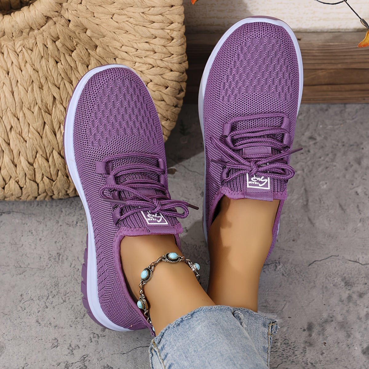 Alice - Women's Orthopedic Lace-Up Sneakers with Cushioned Sole - Sneakers - Purple - Parker&Brooks