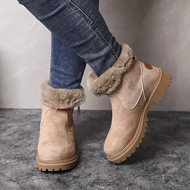 Ava - Women's Chunky Platform Ankle Boots with Side Zip Lug Sole - Boots - Khaki - Parker&Brooks
