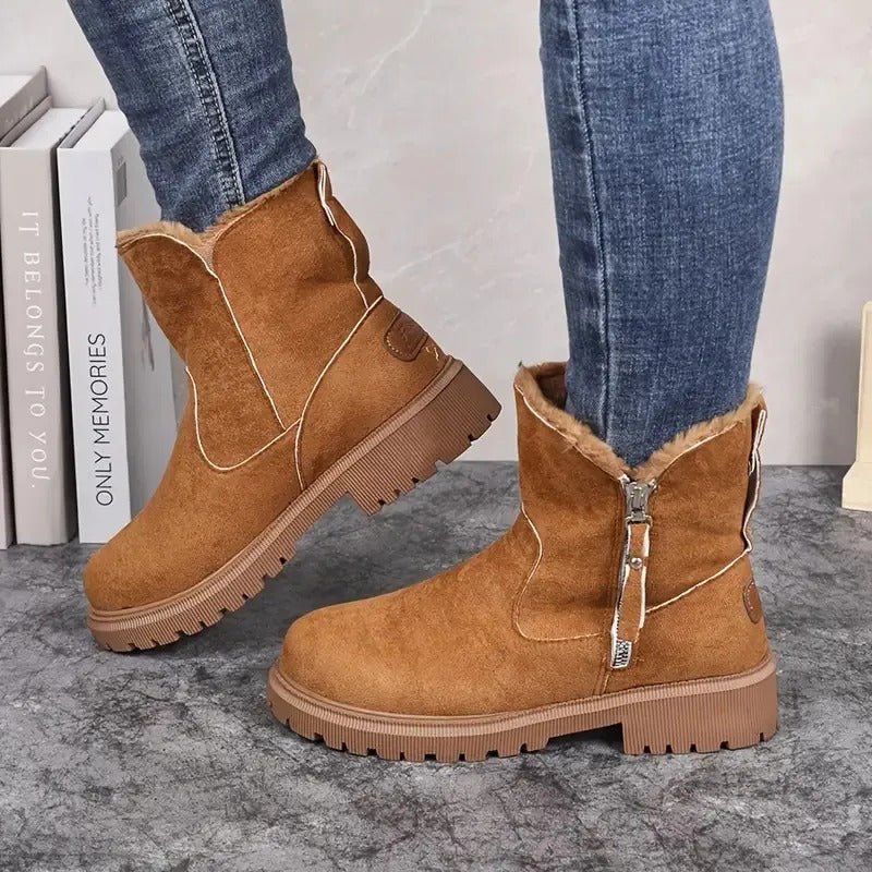 Ava - Women's Chunky Platform Ankle Boots with Side Zip Lug Sole - Boots - Brown - Parker&Brooks