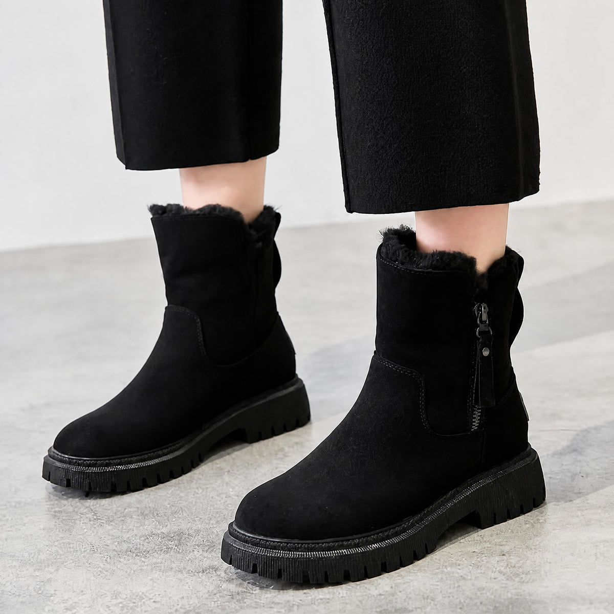 Sophie - Women's Winter Platform Ankle Boots with Zipper Closure