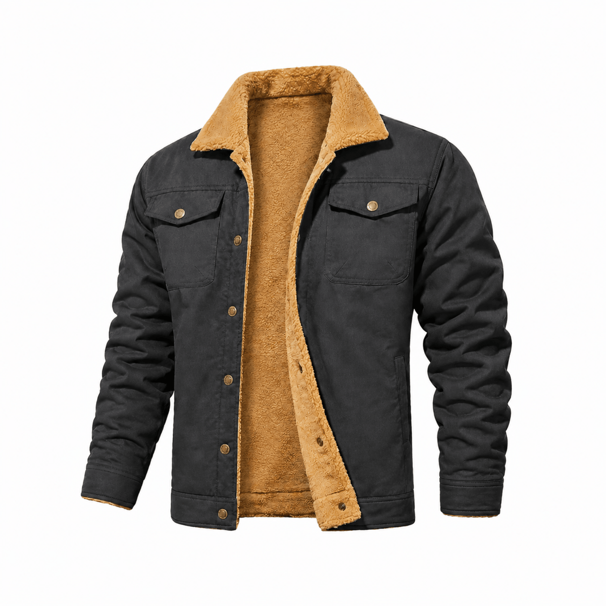 Bryson - Men's Soft Collar Trucker Jacket with Chest Pockets - Trucker Jackets - Dark Gray - Parker&Brooks