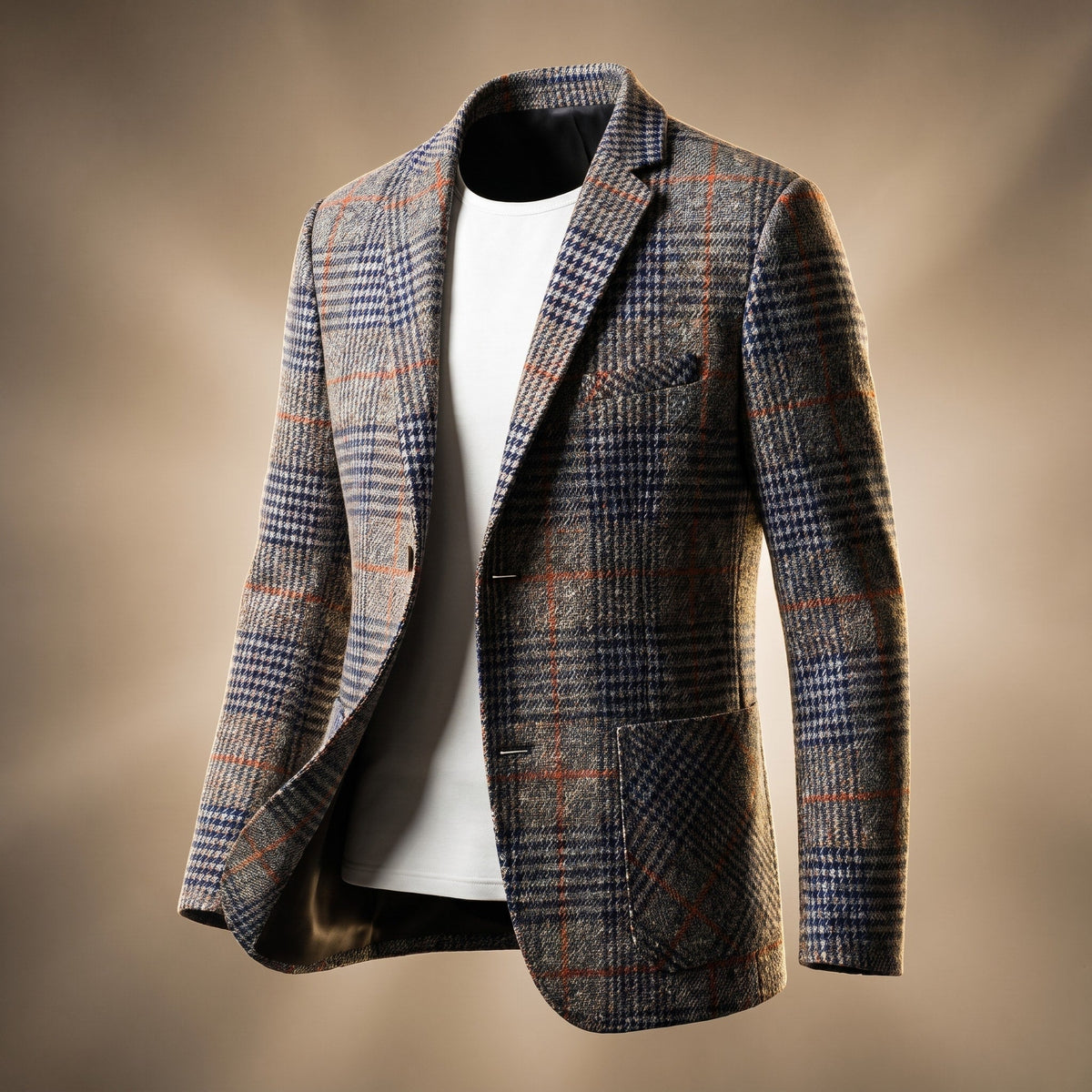 Charles - Men's Tailored Houndstooth Blazer with Notch Lapel - Blazers - Gray - Parker&Brooks