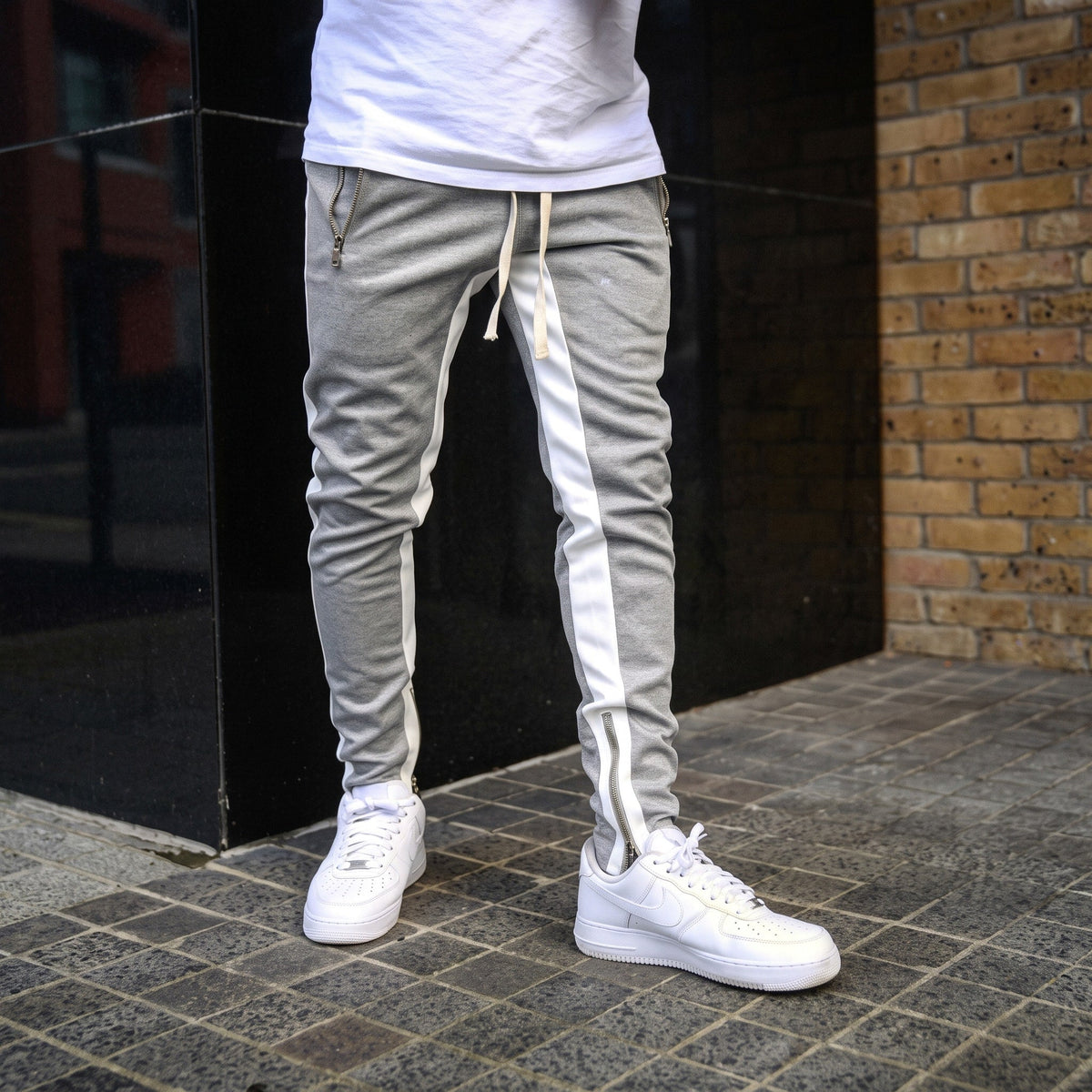 Charlie – Men’s Track Pants with Side Stripes and Ankle Zips - Track Pants - Gray - Sarvento