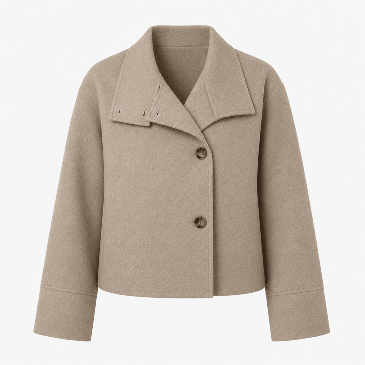 Charlotte - Women's Boxy Cropped Funnel Neck Coat - Overcoats - Beige - Parker&Brooks
