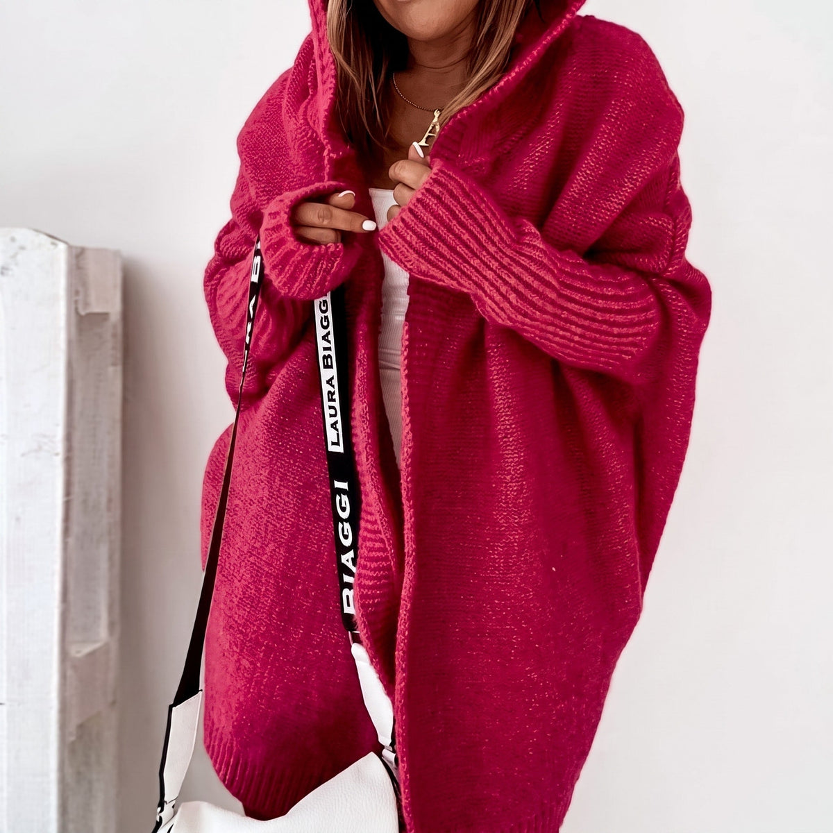 Charlotte - Women's Oversized Hooded Longline Cardigan - Cardigans - Red - Parker&Brooks