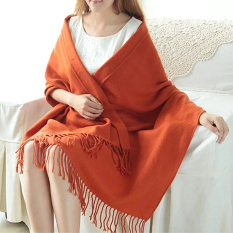 Coleen - Women's Fringed Tassel Wrap Shawl with Plaid Print - Green - Parker&Brooks