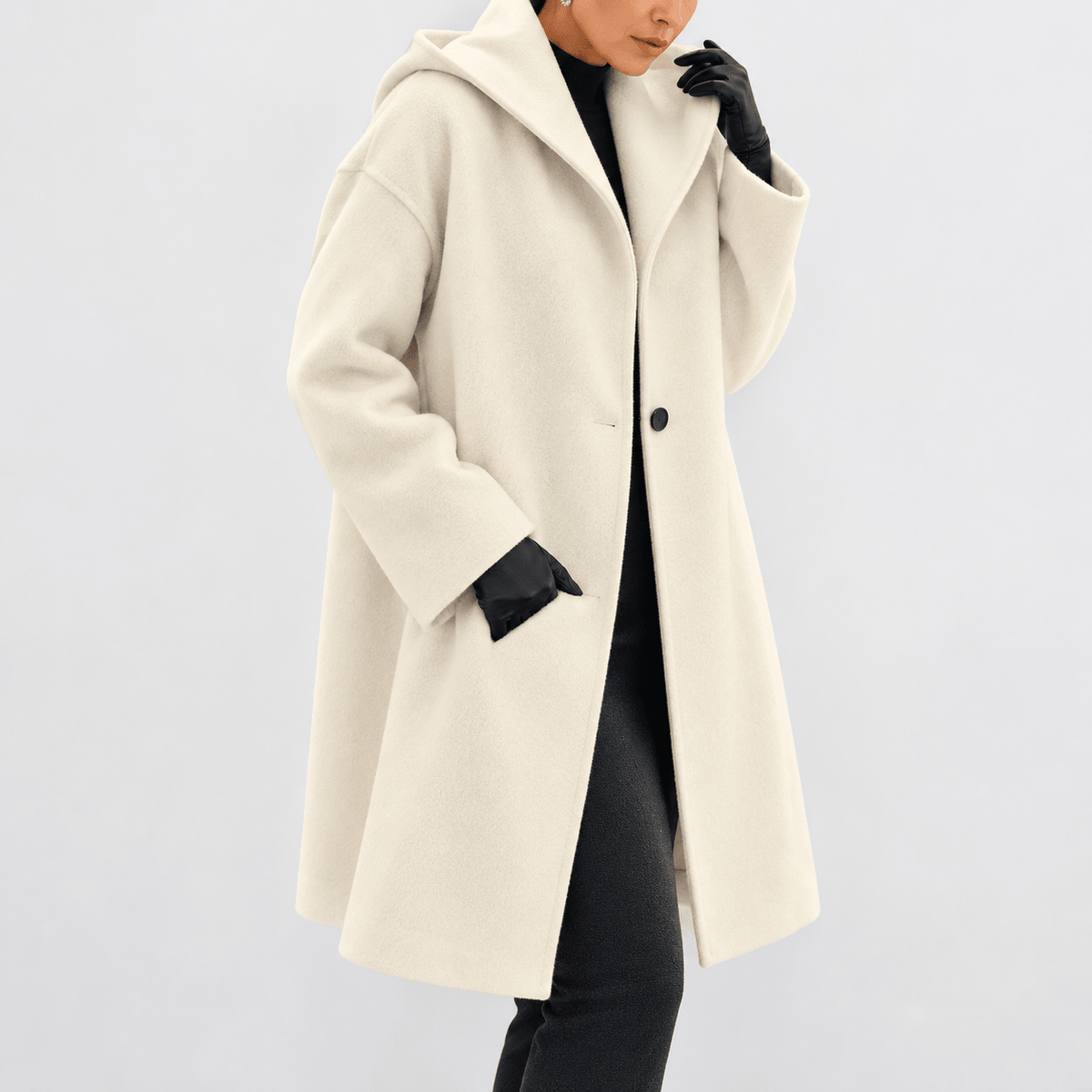 Eleanor – Women’s Oversized Shawl Collar Wide Lapel Longline Wrap Coat - Wrap Coats - White - Sarvento