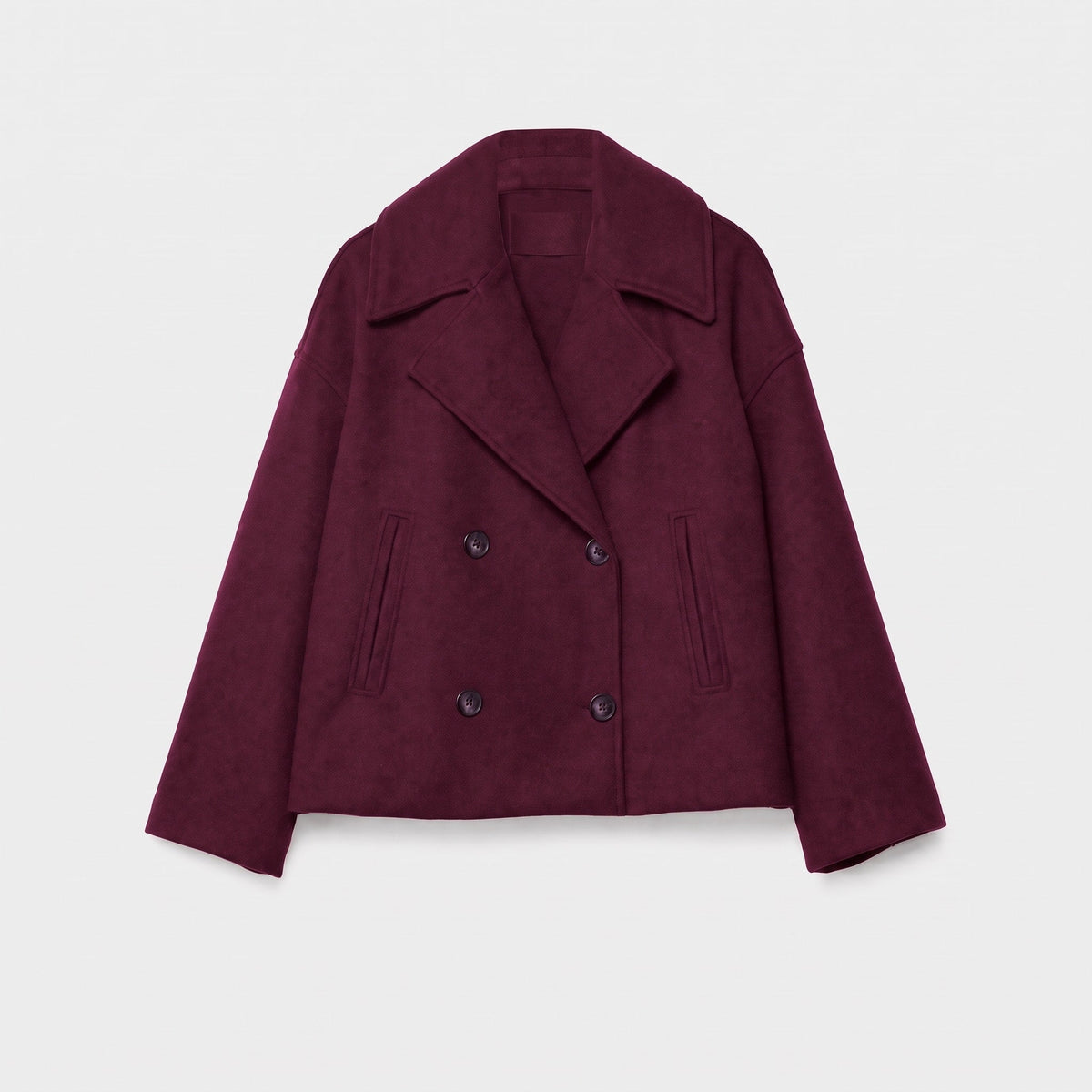 Eloise - Women's Double-Breasted Cropped Jacket with Notched Lapel - Blazers - Red - Sarvento