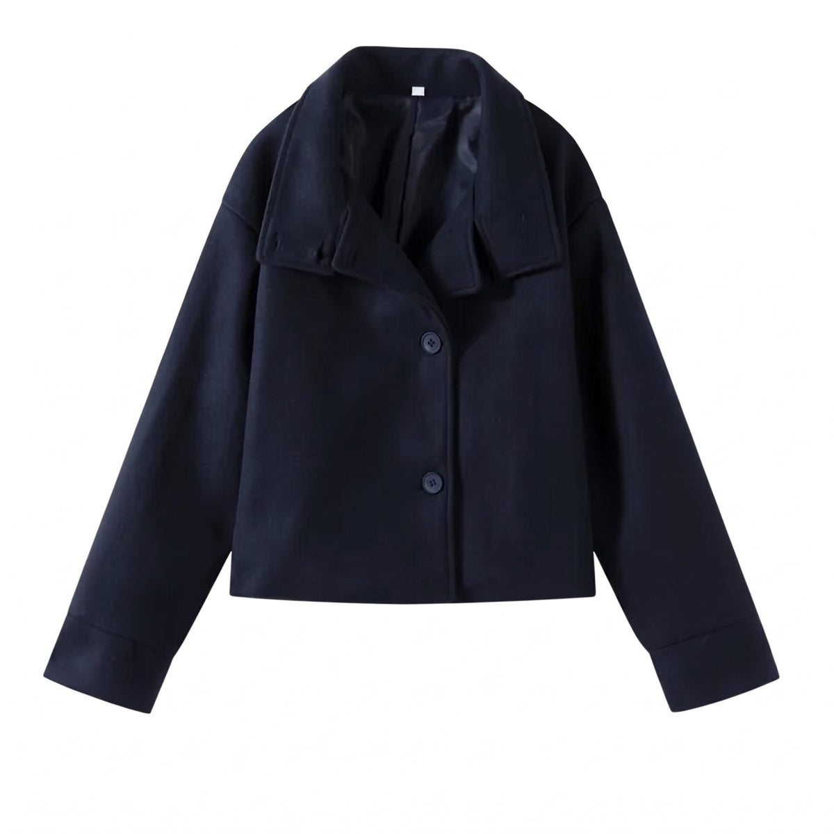 Emma - Women's Cropped Pea Coat with Stand Collar - Pea Coats - Dark Blue - Parker&Brooks