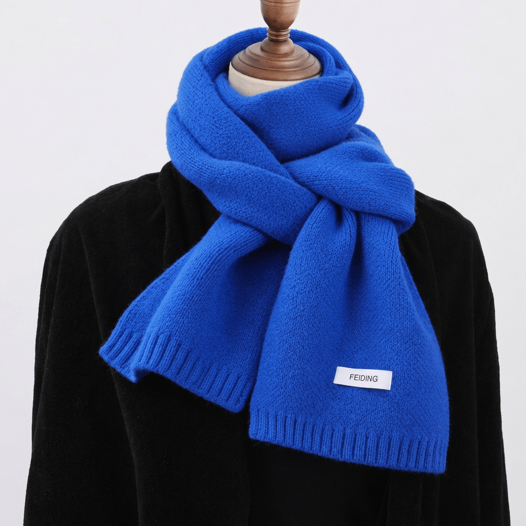 Évienne - Women's Chunky Knit Winter Scarf with Soft Ribbed Edges - Scarves & Shawls - Blue - Sarvento