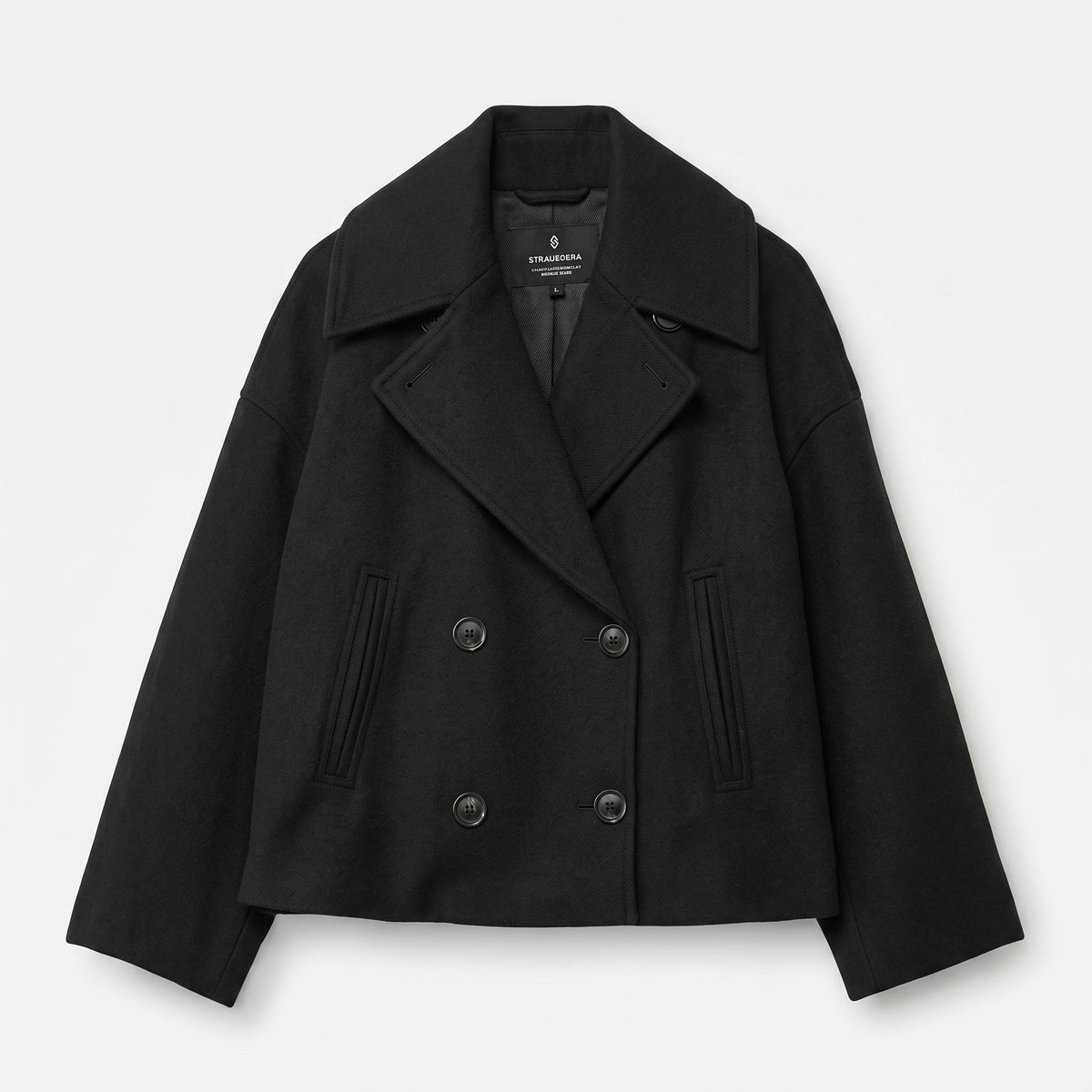 Isabell - Women's Cropped Double-Breasted Transitional Jacket - Jackets - Black - Parker&Brooks