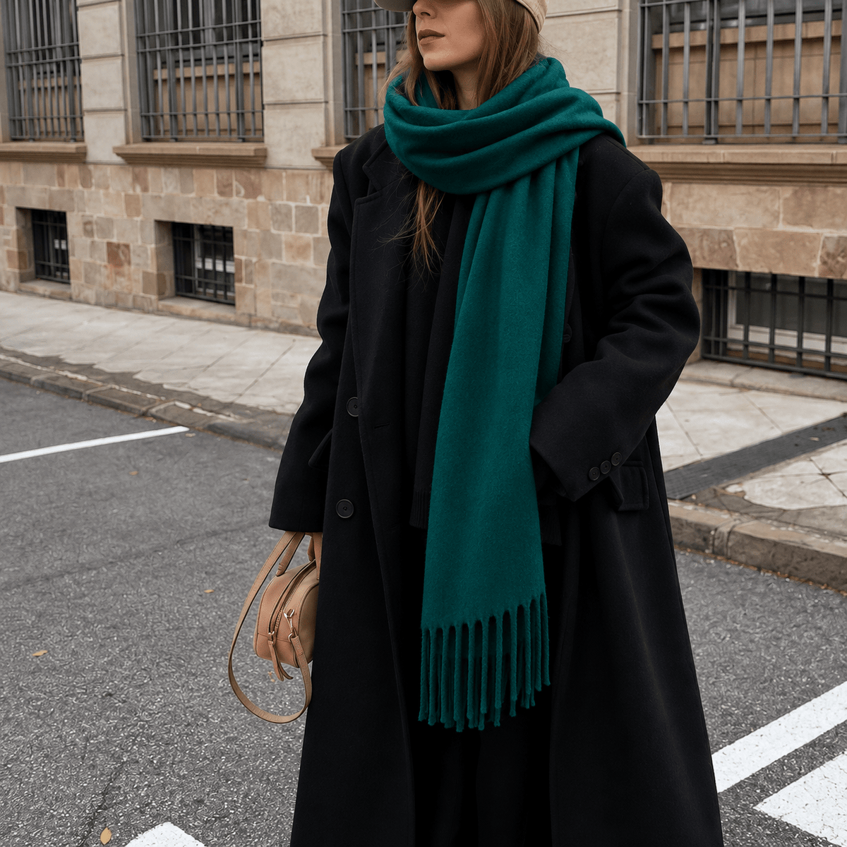 Isabella – Women’s Oversized Fringe Tassel Wrap Scarf - Scarves & Shawls - Green - Sarvento