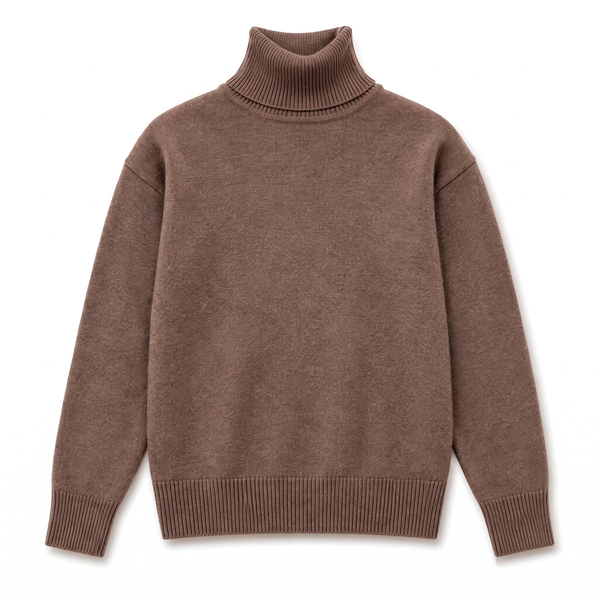 Isabella - Women's Oversized High-Neck Knit Sweater with Ribbed Cuffs - Sweaters - Brown - Parker&Brooks