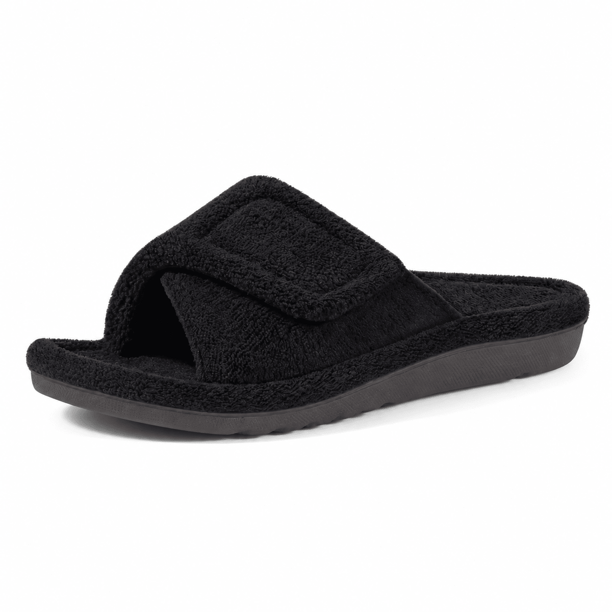 Isabelle - Women's Orthopedic Slide Slippers with Adjustable Strap Closure - Slippers - Black - Sarvento