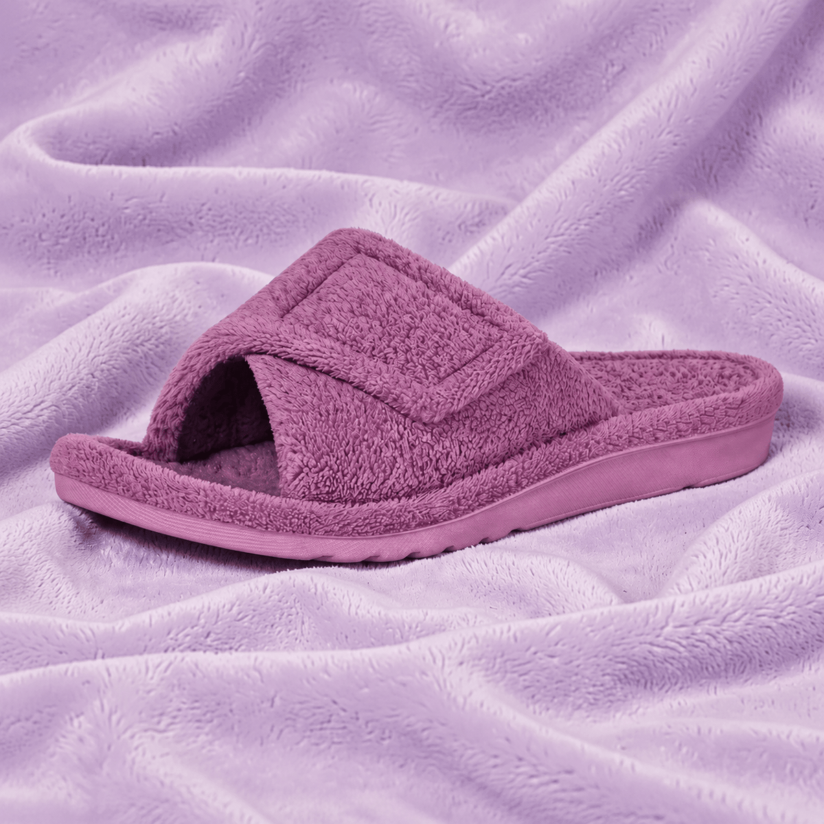 Isabelle - Women's Orthopedic Slide Slippers with Adjustable Strap Closure - Slippers - Purple - Sarvento