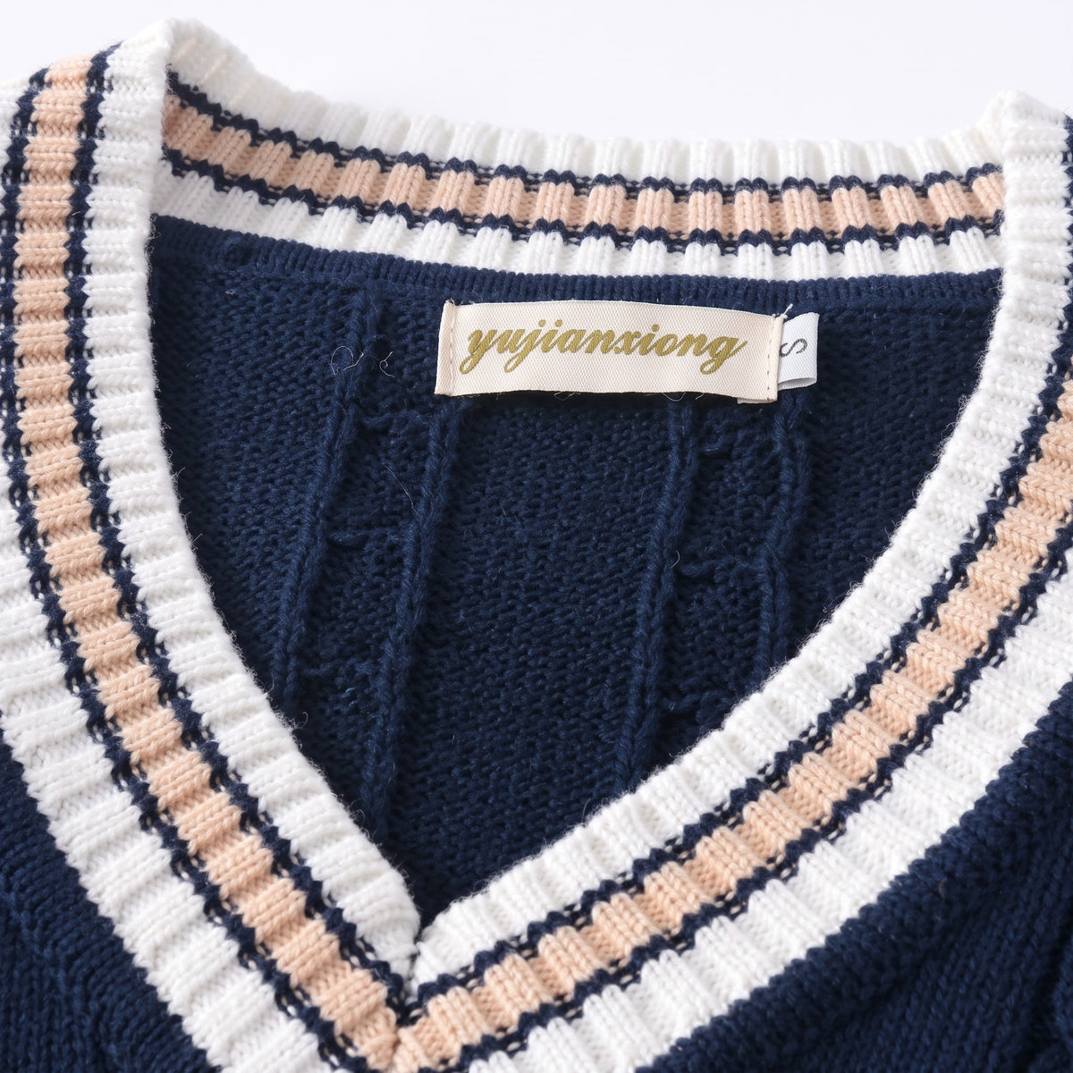 James - Men's Cotton Waist-Length Cricket Striped Sweater Vest - Sweaters - Blue - Sarvento
