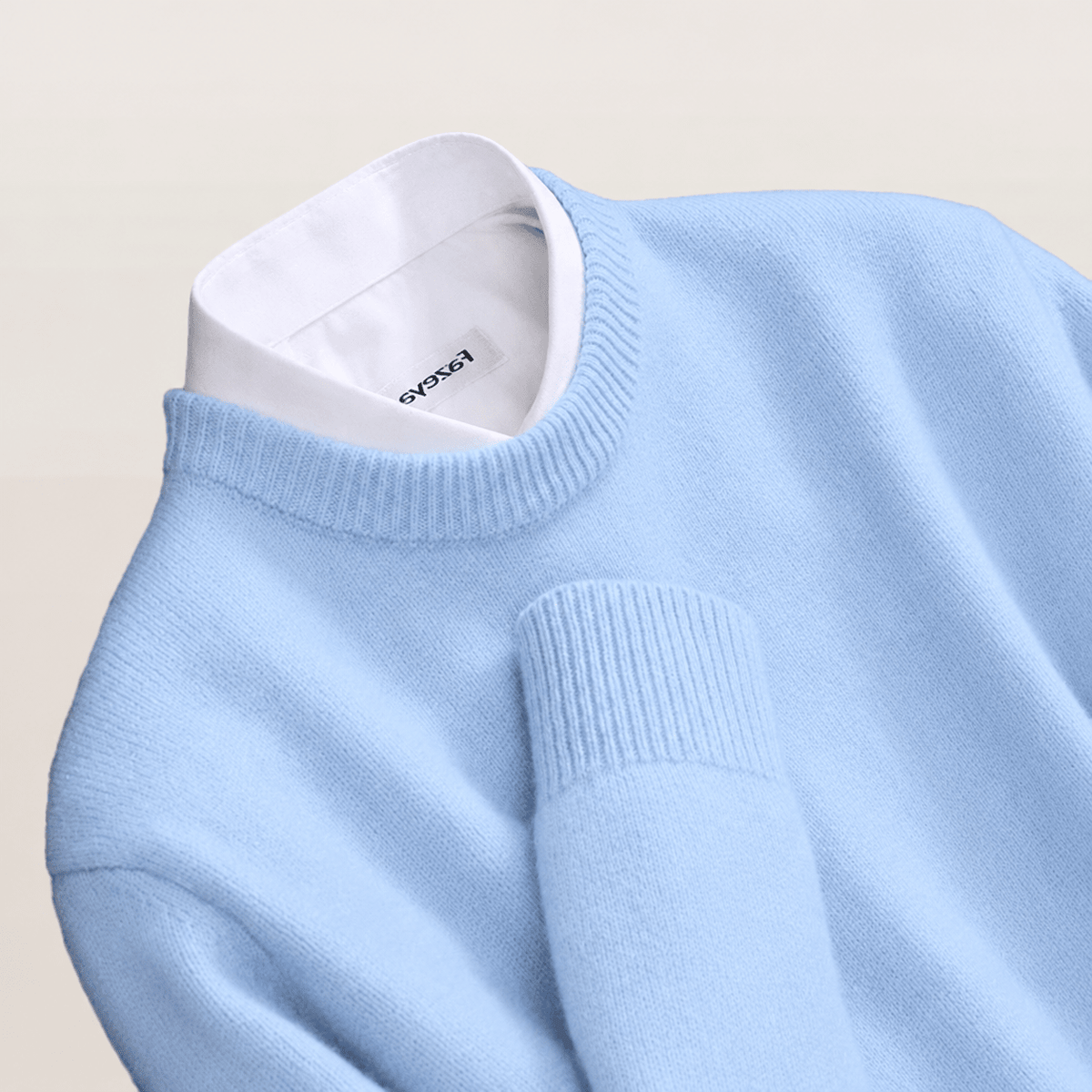 James - Men's Crew Neck Sweater with Ribbed Hem - Sweaters - Light Blue - Sarvento