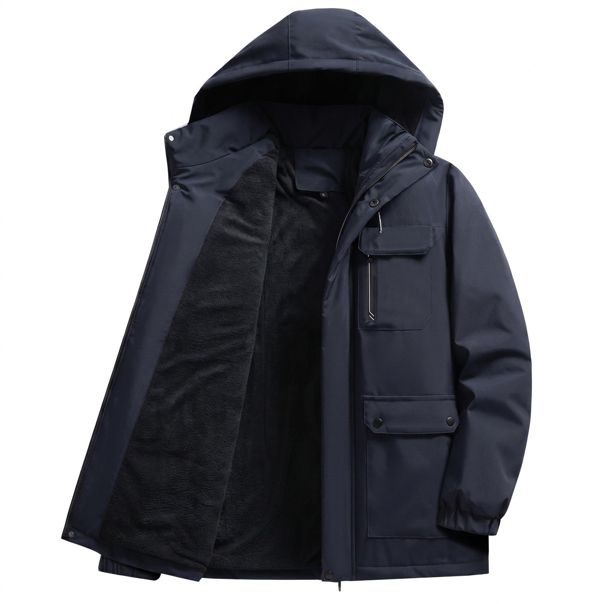 James - Men's Hooded Parka Jacket with Cargo Pockets - Parkas - Blue - Parker&Brooks