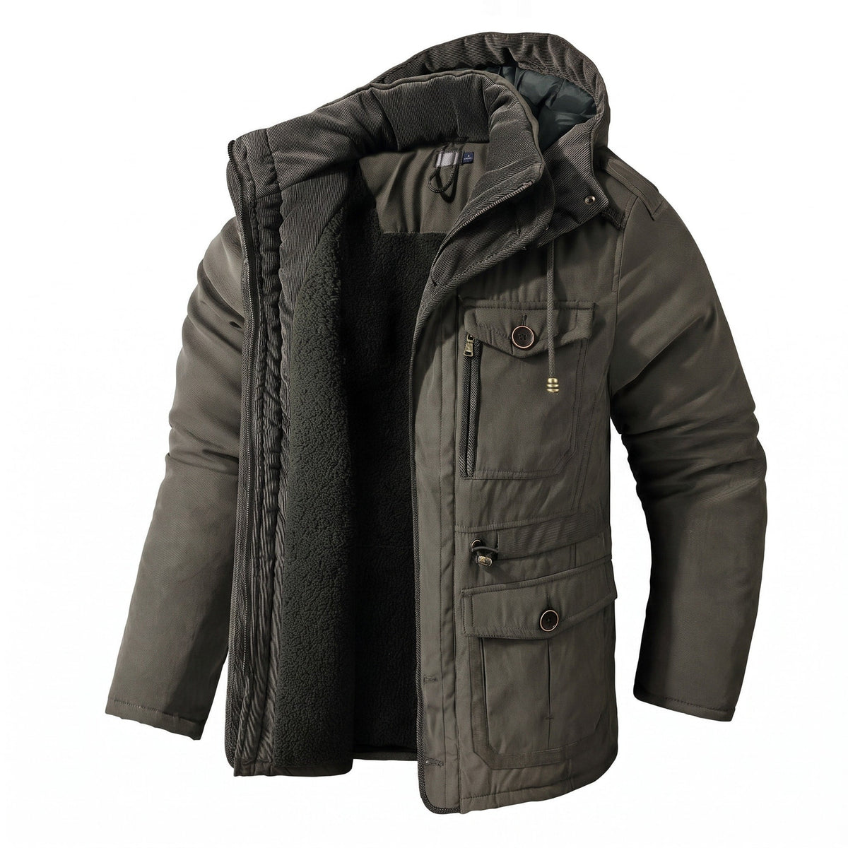 James - Men's Hooded Parka Jacket with Multiple Pockets - Parkas - Green - Parker&Brooks