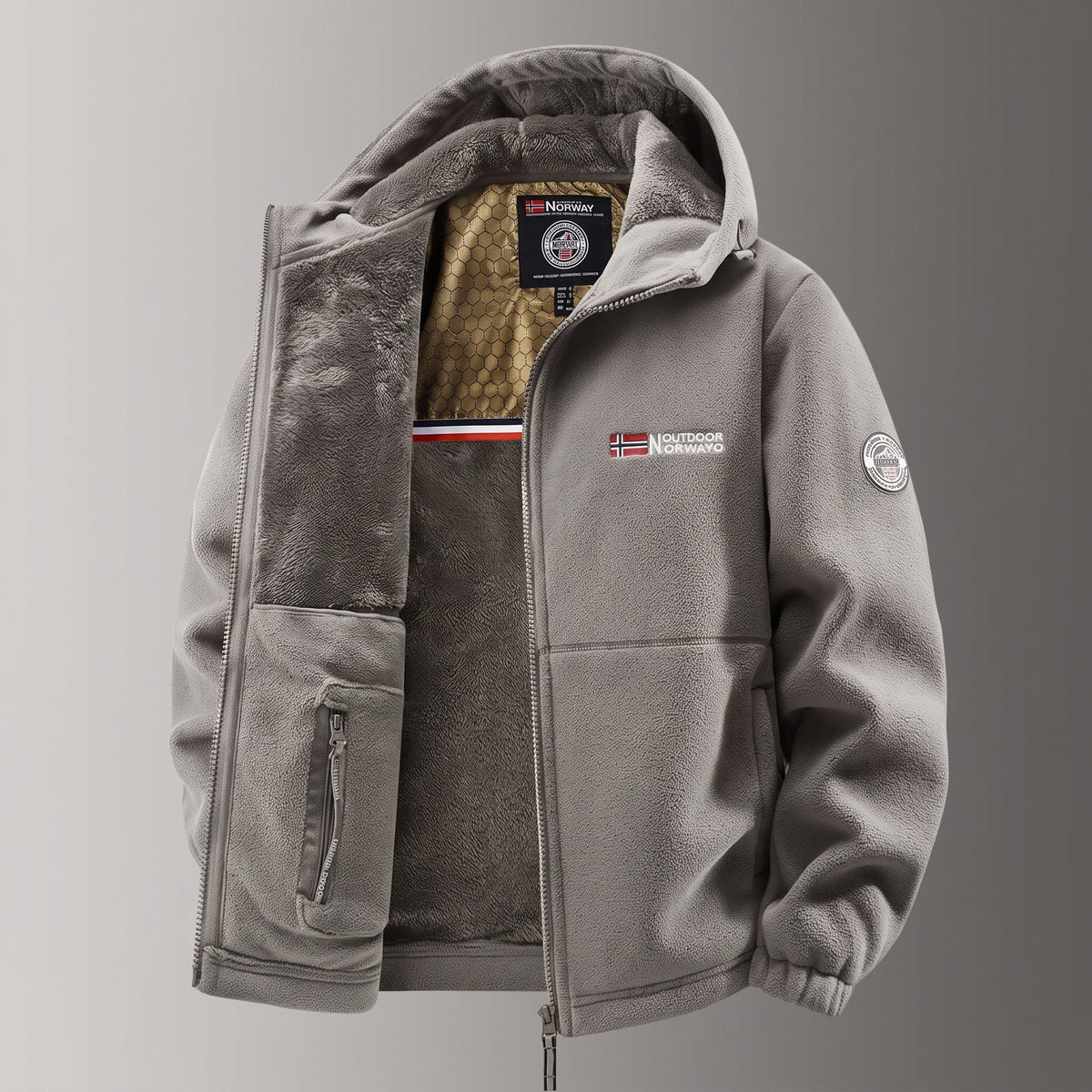 James - Men's Hooded Winter Jacket with Fleece Lining and Inner Pockets - Coats & Jackets - Gray - Sarvento