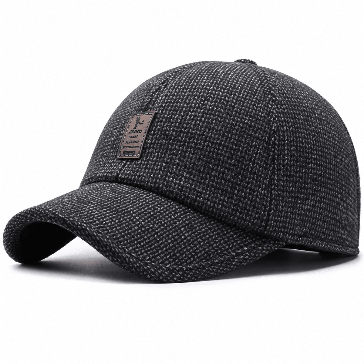 James - Men's Knit Baseball Cap with Ear Flaps and Adjustable Strap - Baseball Cap - Black - Sarvento