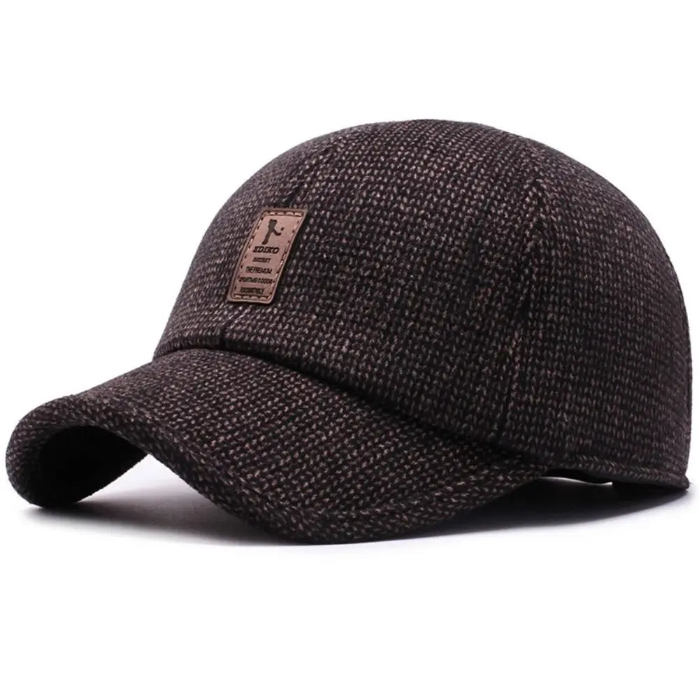 James - Men's Knit Baseball Cap with Ear Flaps and Adjustable Strap - Baseball Cap - Brown - Sarvento