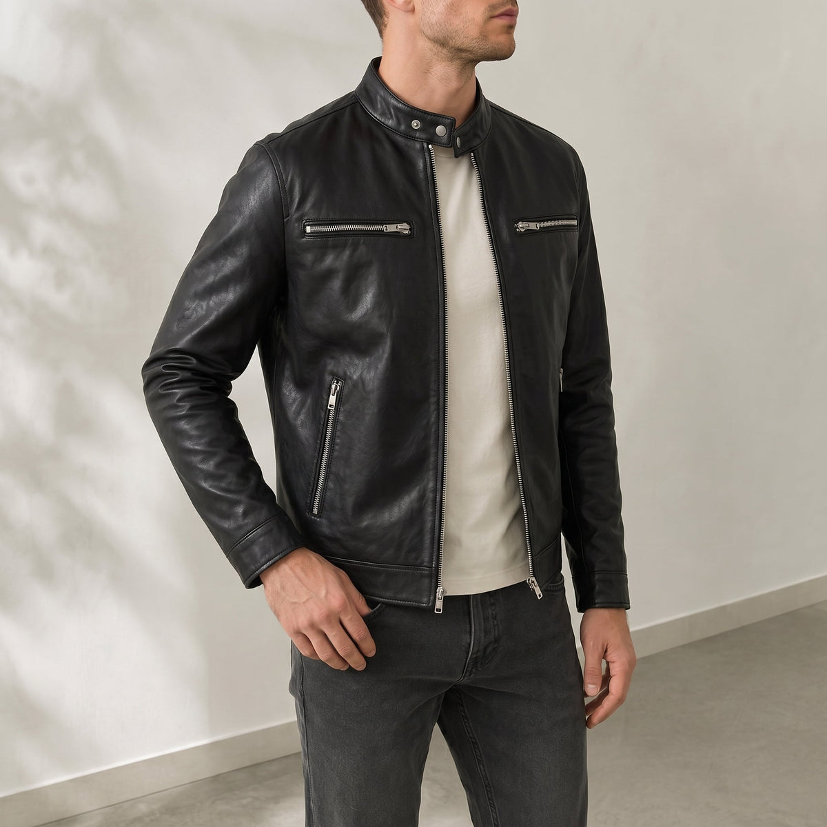 James - Men's Outer Jacket with Zip Pockets - Sport Jackets - Black - Parker&Brooks