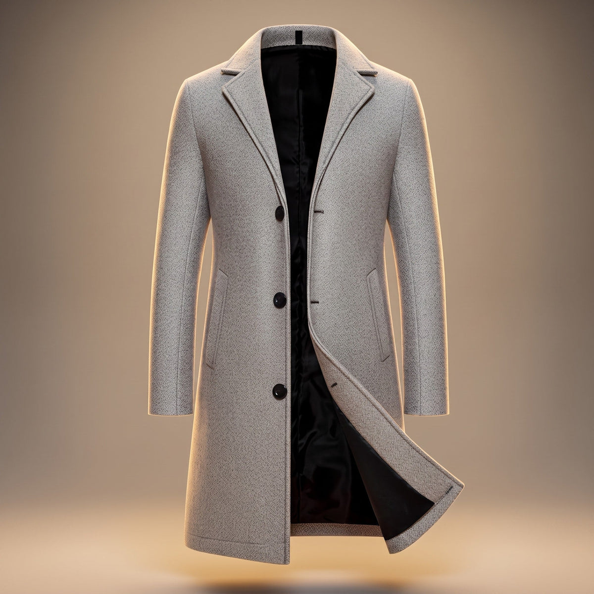 James - Men's Tailored Notch Lapel Longline Overcoat - Overcoats - White - Parker&Brooks