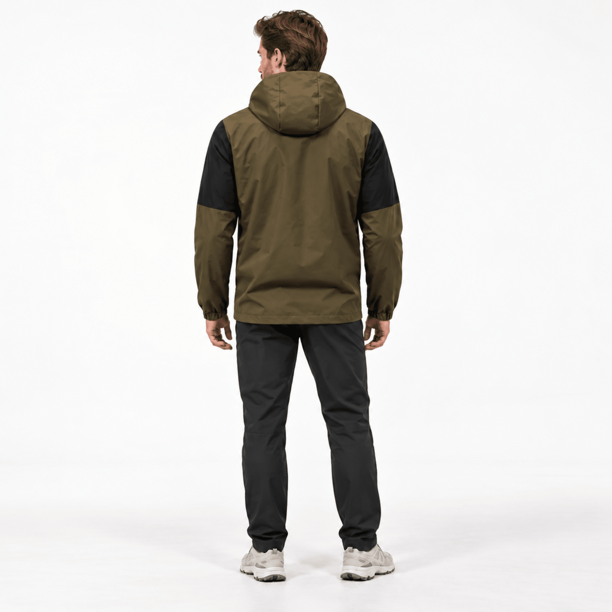 Jonas - Men's Hooded Colorblock Windbreaker Jacket with Zip Pockets - Sport Jackets - Green - Sarvento