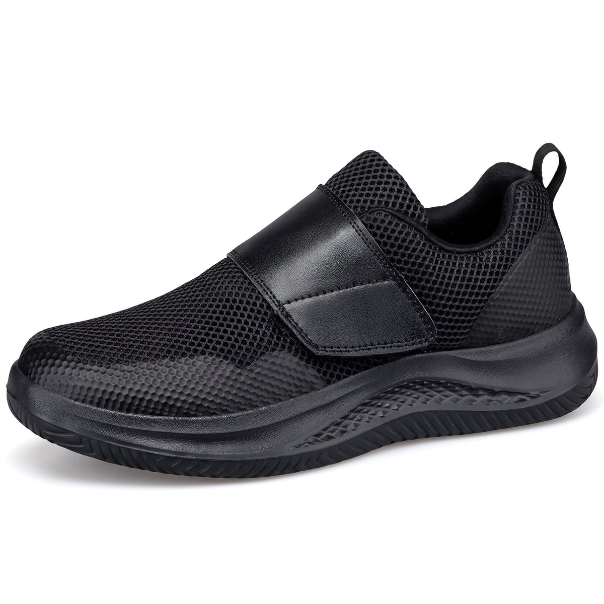 Jonas - Men's Orthopedic Wide Fit Sneakers with Adjustable Velcro Strap - Sneakers - Black - Parker&Brooks