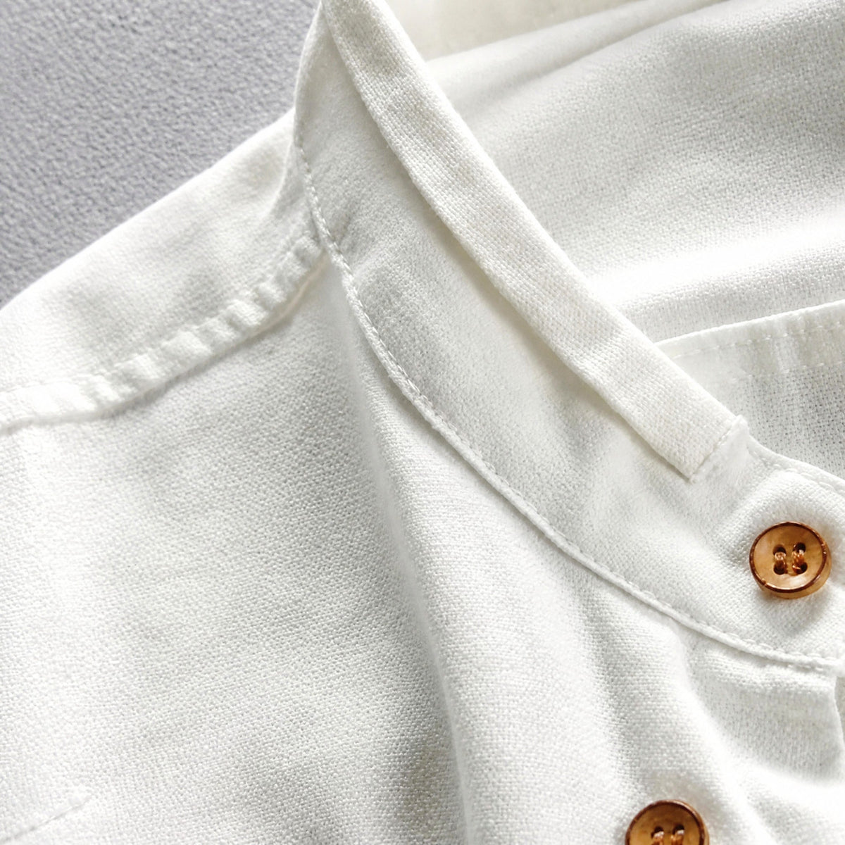 Julian - Men's Stand Collar Button-Down Shirt with Roll-Up Sleeves - Shirts - White - Parker&Brooks