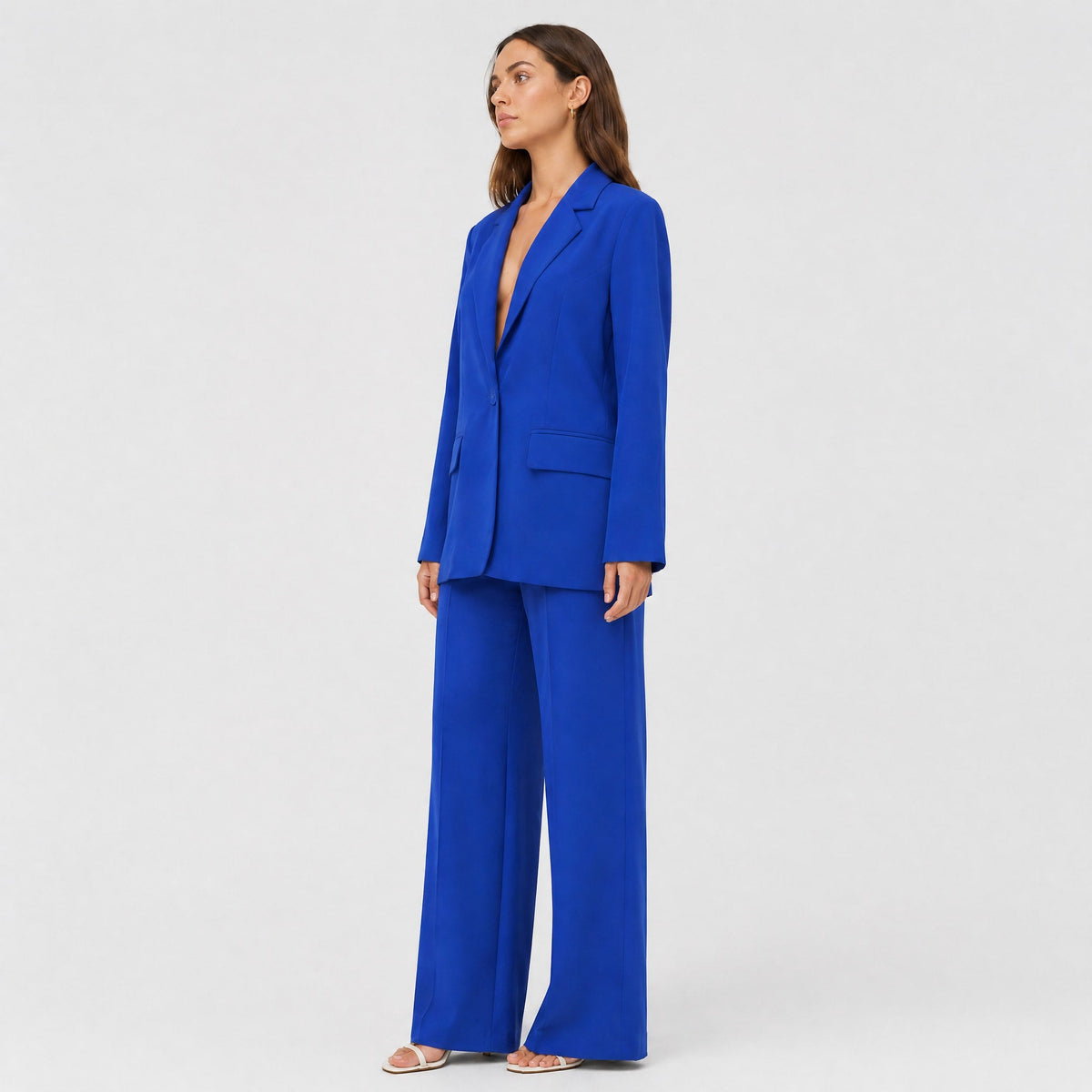 Klara - Women's Tailored Wide-Leg Trouser Blazer Set - Outfit Sets - Black - Parker&Brooks