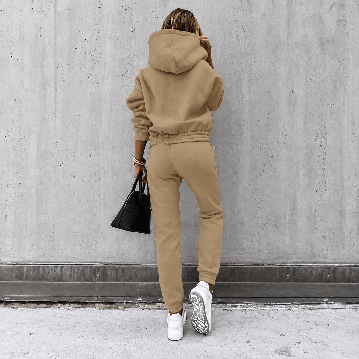 Livia - Women's Oversized Hooded Sweatshirt and Jogger Set - Outfit Sets - Brown - Parker&Brooks