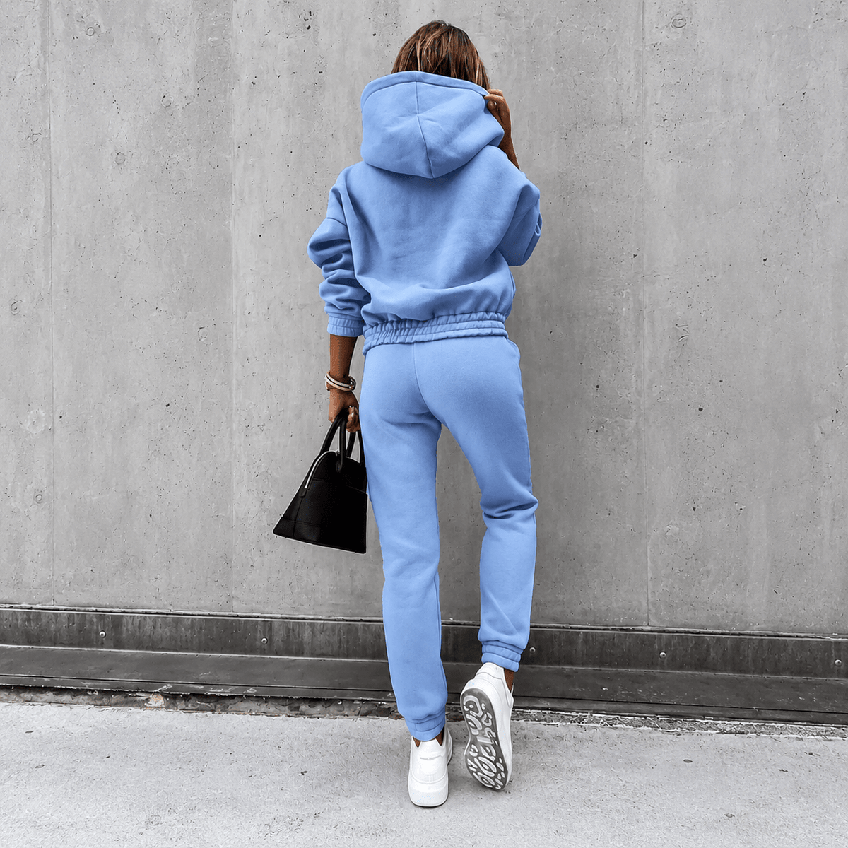 Livia - Women's Oversized Hooded Sweatshirt and Jogger Set - Outfit Sets - Light Blue - Parker&Brooks
