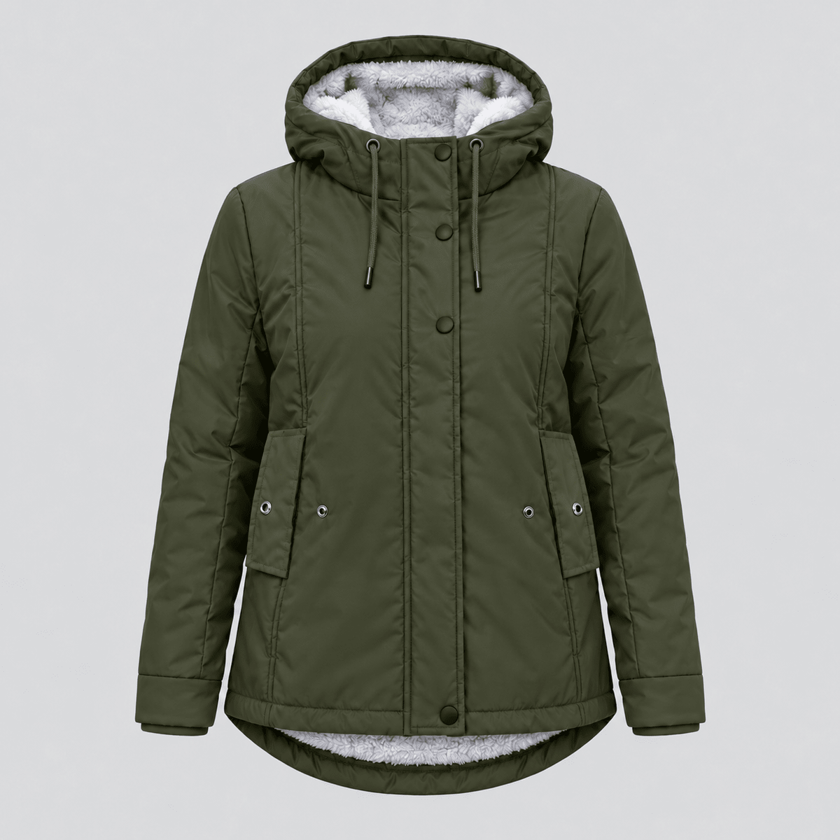 Maggie - Women's Quilted Hooded Sherpa-Lined Parka Jacket - Parkas - Green - Sarvento
