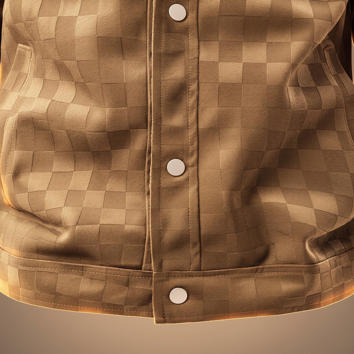 Marcus - Men's Checkered Snap Button Trucker Jacket with Chest Pockets - Trucker Jackets - Brown - Parker&Brooks
