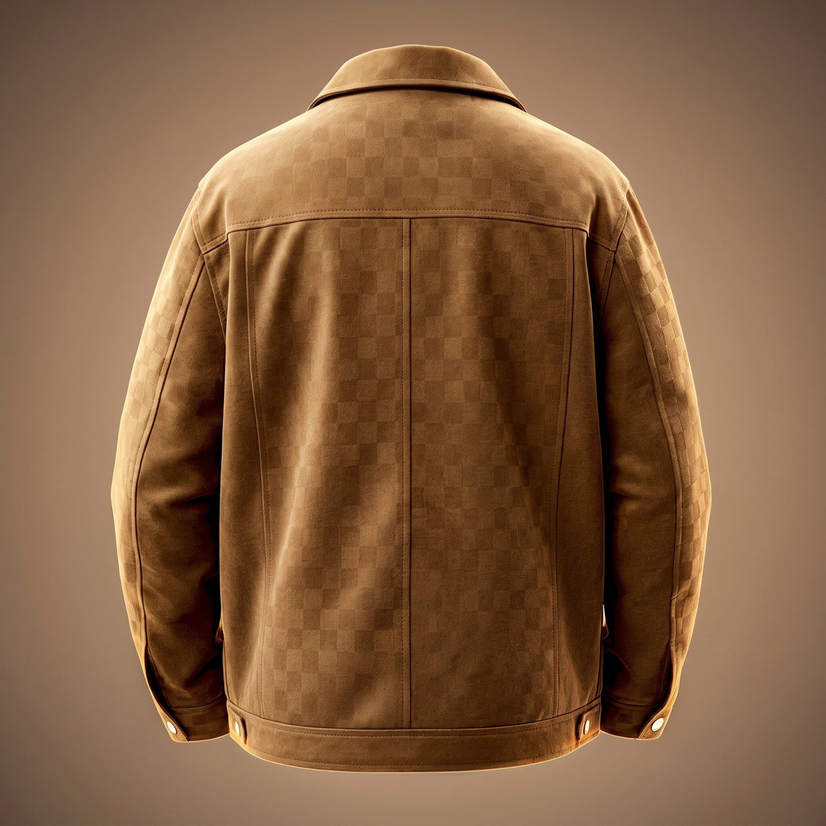 Marcus - Men's Checkered Snap Button Trucker Jacket with Chest Pockets - Trucker Jackets - Brown - Parker&Brooks