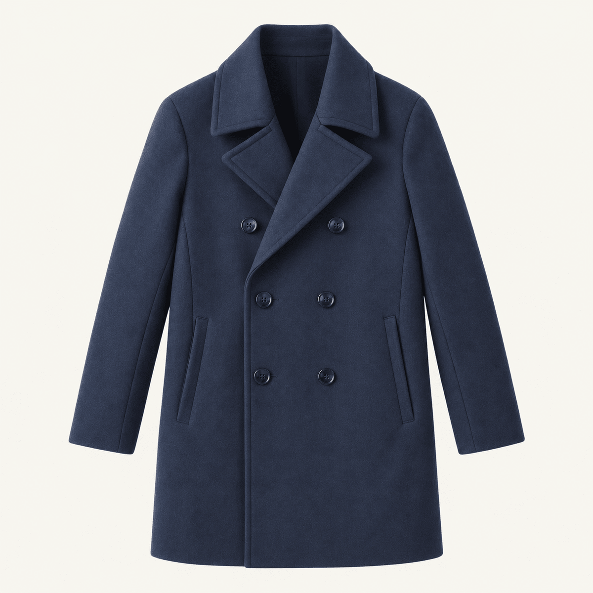 Marcus - Men's Double-Breasted Tailored Wool-Blend Peacoat - Pea Coats - Navy Blue - Sarvento