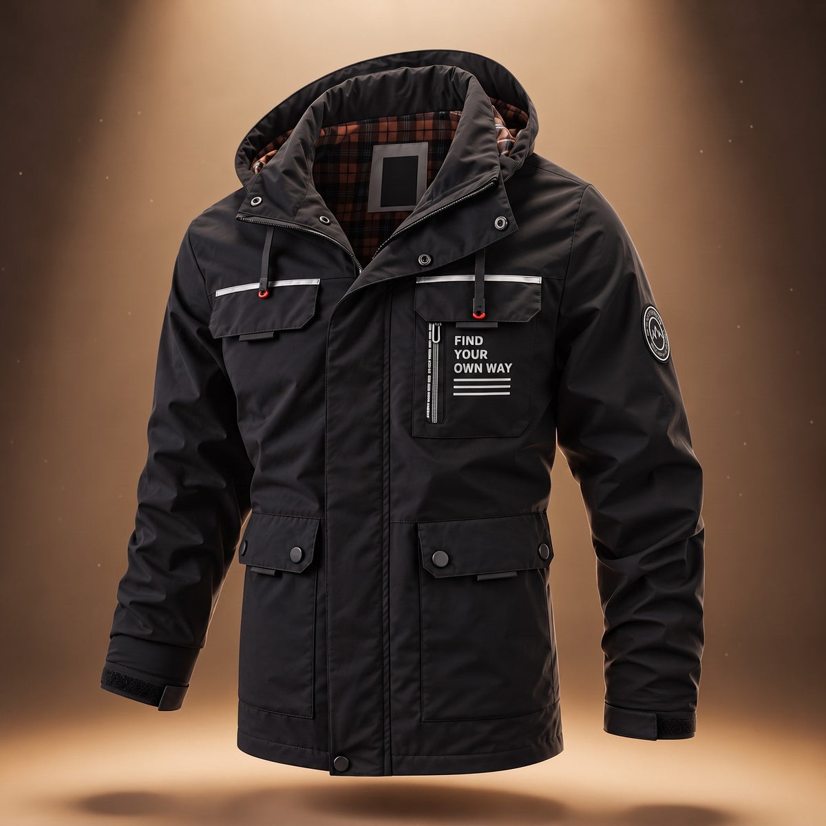 Marcus - Men's Hooded Parka Jacket with Cargo Pockets - Parkas - Black - Parker&Brooks