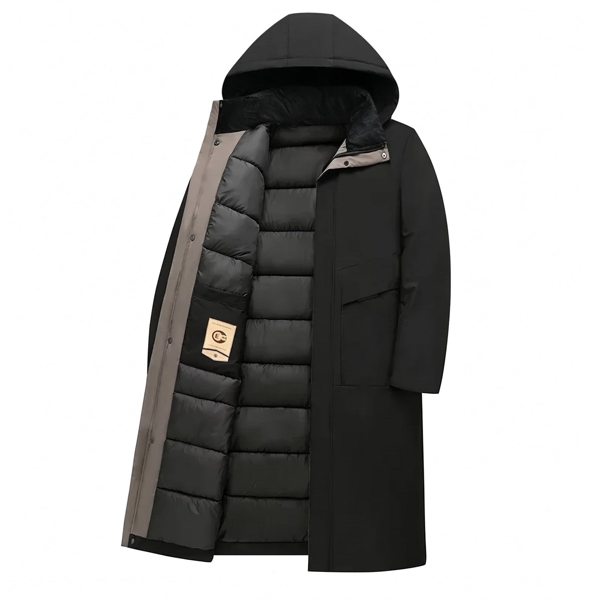 Marcus - Men's Hooded Quilted Parka Jacket with Zip Closure - Coats & Jackets - Black - Sarvento
