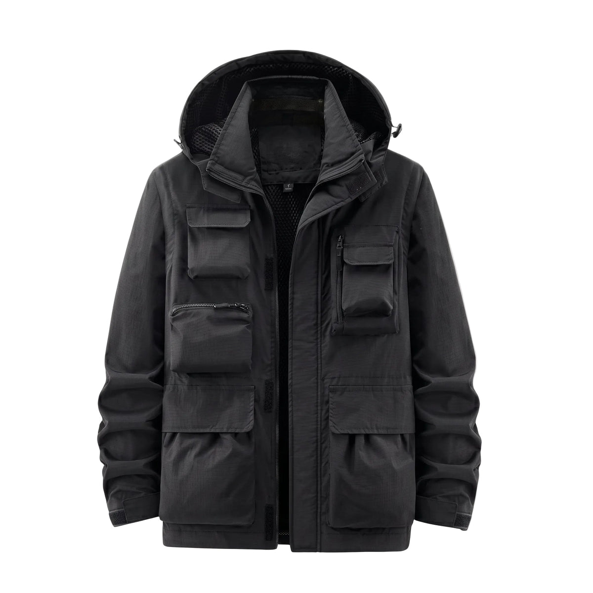 Marcus - Men's Multi-Pocket Hooded Utility Jacket with Zip Closure - Coats & Jackets - Black - Parker&Brooks
