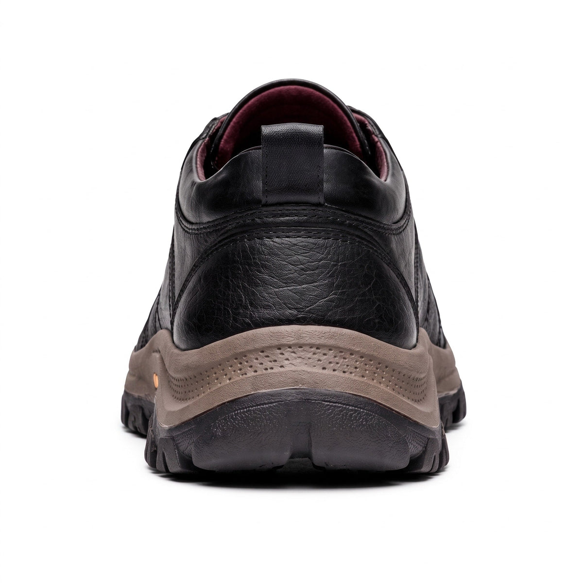 Marcus - Men's Orthopedic Leather-Look Lace-Up Trainers with Chunky Sole - Sneakers - Black - Parker&Brooks